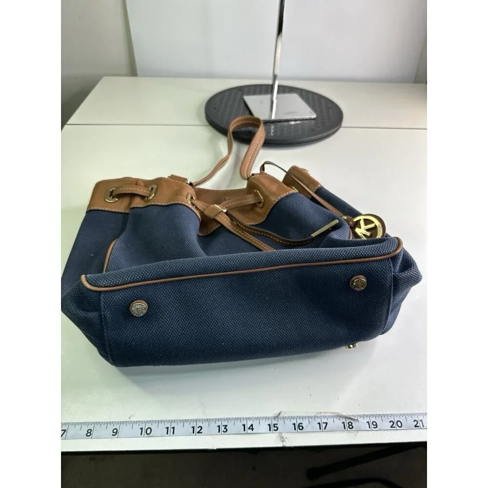Michael Kors navy large canvas leather tote